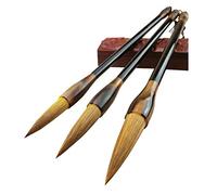 3 PCS Chinese Calligraphy Brush, Japanese Kanji Sumi Drawing Brush Set for Calligrapy & Painting, Chinese Brushes 3 Sizes for Beginners