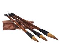 3 PCS Chinese Calligraphy Drawing Brush Set, Small to Medium Calligraphy Brushes for Painting Writing Art Drawing, Wolf Hair White