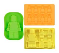 3 Pcs Chocolate Mould Jelly Moulds Robot Multi-Size Ice Cube Candy Moulds Chocolate Silicone Mold for Building Block Themes Kids Cake Cupcake Decorations Candy Chocolate Baking Molds(Robot)