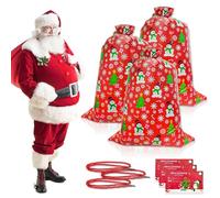 3 Pcs Christmas Bags Large 36 x 56" Christmas Sacks Extra Large Xmas Gift Bags with 3 Pcs Tags & Strings Ties Jumbo Gift Bag for Presents Huge Gifts Oversized Toy for Party