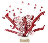 3 Pcs Christmas Curly Candy Picks, Berry Stems Ball Twigs Decorations Spiral Swirl Pick Lollipop Sprays Red White Candy Cane Ornaments for Christmas Tree Topper Filler Branches Holiday Decor (3)