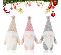 3 Pcs Christmas Gnomes Decorations Set Christmas Star Plush Gnomes Ornaments Christmas Gonk Dwarf Elf Figurines Handmade Tomte Faceless Dolls for Xmas Wedding Party Tabletop Decor Plush Doll Gift