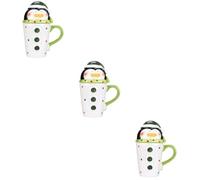 3 Pcs Christmas Penguin Shaped Ceramic Drinking Mug for Tea and Water | Food-grade Ceramic, Reusable Festive Decorative Look, Creative Christmas Style for Office Workers, Cafe Random Color