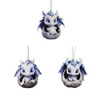 3 PCS Christmas Tree Ornament 2025 Acrylic Dragon Christmas Pendant Hanging Ornaments Cute Xmas Decorations for Xmas Tree Holidays Party Car Home Decor (A)