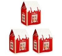 3 Pcs Christmas Wonderland Cottage Gift Boxes,11.8 x 7.9 x 7 Inches Large House Shaped Gift Box with Handle,3D Christmas House Gift Boxes,Xmas Holiday Party Goodie Candy Packaging