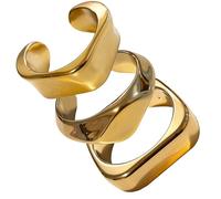 3 Pcs Chunky Gold Bangle Bracelets for Women, Dainty Gold Stackable Bangles Set, Thick Trendy Statement Bracelet Stack Fashion Jewelry Gifts, One Size, Metal, No Gemstone