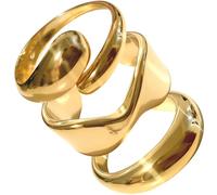 3 Pcs Chunky Gold Bangle Bracelets for Women, Dainty Gold Stackable Bangles Set, Thick Trendy Statement Bracelet Stack Fashion Jewelry Gifts, One Size, Metal, No Gemstone