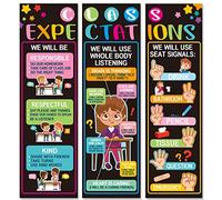 3 PCS Class Expectations Jumbo Poster for Classroom Decorations Class Rules Wall Poster Banner Back To School Educational Posters Supplies for Toddlers Preschool Kindergarten Elementary Class Decor