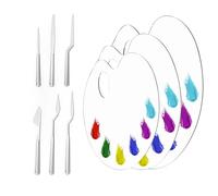 3 PCS Clear Acrylic Paint Palette with Thumb Hole and 6 Spatulas