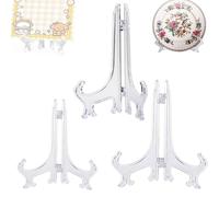 3 pcs Clear Acrylic Plate Stand Display Picture Photo Frame Stand Holder,Plate Stands Holders Fold Display Stand,for Plates Books Photos Table Numbers Foldable Home Office Decor(5" to 10" Inch)