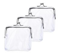 3 PCS Clear Coin Purse, Small Transparent Wallets for Women Metal Kiss Lock Change Pouch Plastic Clear Coin Wallet Transparent Change Purse Portable Coin Bags Waterproof PVC Kiss-lock Change Pouches,