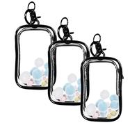 3 Pcs Clear Figure Display Bag with Keychain, Portable Small Doll Storage Hanging Blind Boxes Organizer Zipper Closure, Dustproof Collectibles Case for Showing Off Boxes, Dolls, Mini Figures (Black)