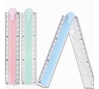 3 PCS Clear Folding Ruler, 15cm/30cm Durable Shatterproof Plastic Geometric Rulers Compact Straight ruler for Schools, Offices and Crafts(Blue, Pink, Green)