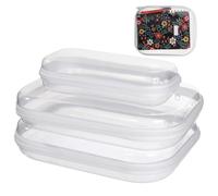 3 PCS Clear Makeup Bags Set, Small Plastic Hard Makeup Cases with Zipper, Clear Pouches for Organizing, Travel Cosmetic Storage for Home, Desk, and Office Use