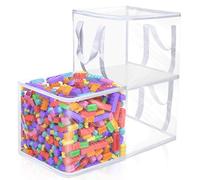 3 PCS Clear Zippered Organizers 12''x12''x12'' Bags with Handles Storage Cube Tote Storage Blanket Bags Bins for Clothes Moving Supplies Linens Shoes Closet Organizers (3 pack)