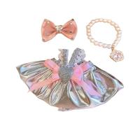 3 Pcs Clothes Set Compatible with 17cm Vinyl Doll, Plush Doll Accessories Suit with Dress, Necklace, Hair Clip for Boy and Girl Best Gifts(#01-01, One Size)