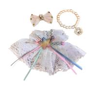3 Pcs Clothes Set Compatible with 17cm Vinyl Doll, Plush Doll Accessories Suit with Dress, Necklace, Hair Clip for Boy and Girl Best Gifts(#01-29, One Size)