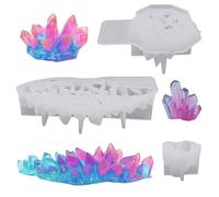 3 Pcs Cluster Crystal Resin Molds, FineGood Quartz Rock Silicone Moulds for Resin DIY Crystal Stone Epoxy Resin Moulds for Jewellery Candle, Soap, Home Decor