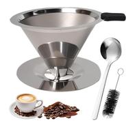 3 Pcs Coffee Dripper Set, Coffee Strainer and Pour Over Coffee Dripper, Reusable Coffee Filters with Scoop and Brush, Stainless Steel Coffee Filter for Coffee and Vietnamese Coffee Preparation