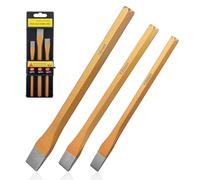 3 Pcs Cold Chisel Set, Bolster Chisel Heavy Duty CRV Steel Metal Chisels for Stonework DIY, Stone Chisels with Hard Bevel, Chizzle Set for Cement Mortar Joinery Carving Masonry Tools 10mm, 12mm, 16mm