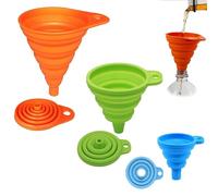 3 PCS Collapsible Funnel, Funnels for Filling Bottles or Containers, Silicone Kitchen Funnel Rainbow Colors Small Funnels, Water Bottle Oil Liquid and Powder Transfer (S/M/L)