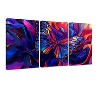 3 Pcs Colorful DIY Diamond Art, Butterfly Triptych Diamond Painting Kits for Adult Kids, 18x24in Full Round Drill Rhinestone Mosaic Embroidery Cross Stitch Crafts Living Room Wall Decor Gifts 2S-1000