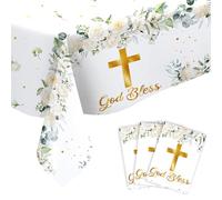 3 Pcs Communion Tablecloths with 20 Napkins - First Communion Decorations, Religious Tablecloth for First Communion Baptism Table Decorations, Communion Table Cloths for Church Party Decor Supplies