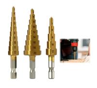 3 PCS Cone Cutter, Step Drill Bit, HSS Spiral Set, High Speed Steel Cone Drill Bits for Precision Hole Cutting in Metal Steel Plate Wood Plastic PVC Board Sheet Multi Size Cutter 3-12mm 4-12mm 4-20mm