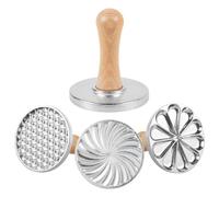 3 Pcs Cookie Stamps Round Metal Cookie Press Cutter Mold with Wooden Handle Cookie Embossing Stamp Mold Decorating Supplies for DIY Baking Cake Pastry Gift Package