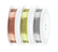 3 Pcs Copper Wire,Jewellery Wires Craft Bracelet Metal Beading Glass Beads Model Collection Necklace Fine Line Rings Thin Straight Pieces Wrapping 0.5mm Sliver Gold Red,for Jewelry Making Crafting