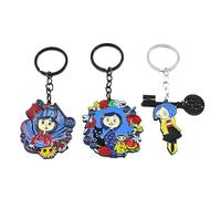 3 Pcs Coralin Keychain Coralin and The Secret Door Figure Keyring Coralin Cosplay Pendant Cartoon Film Coralin Metal Chain Decor