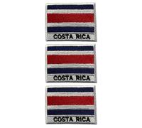 3 Pcs Countries Flag Patch with Name Set - 7 x 5 cm Embroidered Iron-On/Sew-On National Badge Appliques for Jackets, Vests, Backpacks, Hats, Bag and DIY Crafts. (Costa Rica)