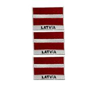 3 Pcs Countries Flag Patch with Name Set - 7 x 5 cm Embroidered Iron-On/Sew-On National Badge Appliques for Jackets, Vests, Backpacks, Hats, Bag and DIY Crafts. (Latvia)