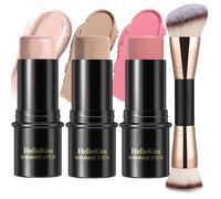 3 Pcs Cream Contour Stick Makeup Kit,Shades with Highlighter,Blush and Bronzer Contour Stick for Sculpt the Cheeks,Waterproof (Universal,#03+#08+#13)