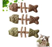 3 PCS Creative Fish Bone Cat Dental Chew Toy - Natural Catnip & Silvervine Teeth Cleaning Stick - Interactive Kitten Teething Toy & Boredom Breaker for Cats (3 PCS)
