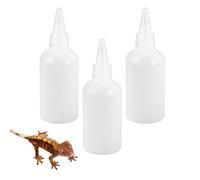 3 Pcs Crested Gecko Food and Water Feeding Bottle Crested Gecko Feeding Ledge for Chameleon Lizard Turtles Crabs and Other Small Pet Enclosures - 3.4 Oz