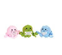 3 PCS Crochet Octopus with Card, Handmade Amigurumi Sea Creature Holding Message, Whimsical Desktop Ornament for Office Desk, for Friends Family Collectors