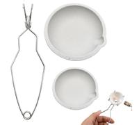 3 Pcs Crucible for Melting Metal Kit, Smelting Furnace Kit with 2 Quartz Bowls and Tongs, High-Temperature Metal Melting for Jewelry Casting and DIY Crafting