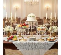 3 Pcs Crystal d Cake Stand Set Round Metal Dessert Holders for Birthday Anniversary Baby Shower Par Gifts (Small Mum )