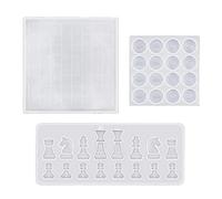 3 Pcs Crystal Epoxy Resin Mold International Chess Board Chess Pieces Silicone Mould Set DIY Handmade Crafts Jewelry Making Tool Board Chess Pieces Silicone Mould Set