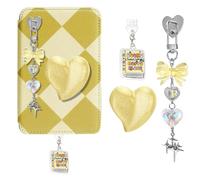 3 Pcs Cute Charms Set for Kindle Charms, Including Dust Plug Charm Type C/USB C, Heart Grip Holder, Bling for Kindle Accessories, Compatible for Kindle Paperwhite 11th 12th Generation (Yellow)
