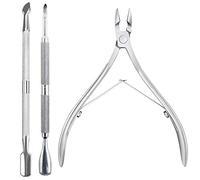 3 PCS Cuticle Nippers Pusher, Professional Stainless Steel Cuticle Clipper Durable Cutter Trimmer Pedicure Manicure Tools Nail Tools Set