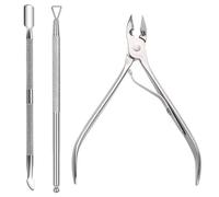 3 PCS Cuticle Remover Tool Set Stainless Steel Cuticle Trimmer with Cuticle Pusher and Cuticle Scraper Professional Cuticle Cutter Manicure Pedicure Tool for Fingernails and Toenails