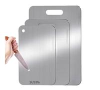 3 PCS Cutting Board for Kitchen Double Sided 316 Stainless Steel, Food-Grade Chopping Board Set Non-Stick & Easy to Clean Ideal for Handling Meat, Vegetables, Cheeses, Bread Separately,Dishwasher Safe