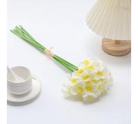 3 Pcs Daffodils Artificial Flowers, Outdoor Artificial Daffodil Bunches Plastic Fake Flower Plants for Home Garden Decoration(white)
