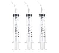 3 PCS Dental Irrigation Syringe 12cc Disposable Graduated Cleaning Oral Irrigator With Curved Tip for Tonsil Stones - Feeding Injection Tool