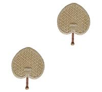 3 pcs Design Rustic Straw Manual Beach Decoration Folding Woven Shape Kids Performance Wedding Peach Props Palm Fans Wheat Chinese Party Prop Weaving Creative Rattan Style Outdoor fan (Color : Wood C