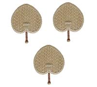 3 pcs Design Rustic Straw Manual Beach Decoration Folding Woven Shape Kids Performance Wedding Peach Props Palm Fans Wheat Chinese Party Prop Weaving Creative Rattan Style Outdoor fan (Color : Wood C