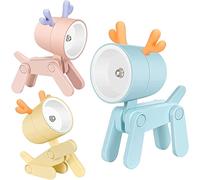 3 PCS Desk Lamp Phone Holder, Mini LED Night Light, Dog Deer Shape Night Light Adjustable Phone Stand, Pet Lanterns for Room Desk Nursery (3PCS Deer)