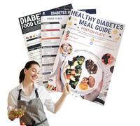 3 Pcs Diabetes Food List & Meal Planner,Diabetic Food Chart UK Healthy Eating Wall Carb Charts Guide,Carbohydrate Pre Diabete,Portable Low Fodmap Health Diet Poster Guides for Families Plan (3)